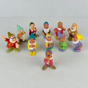 Mattel Disney Snow White Seven Dwarfs Character Toy Figures 1993 11 PC Lot